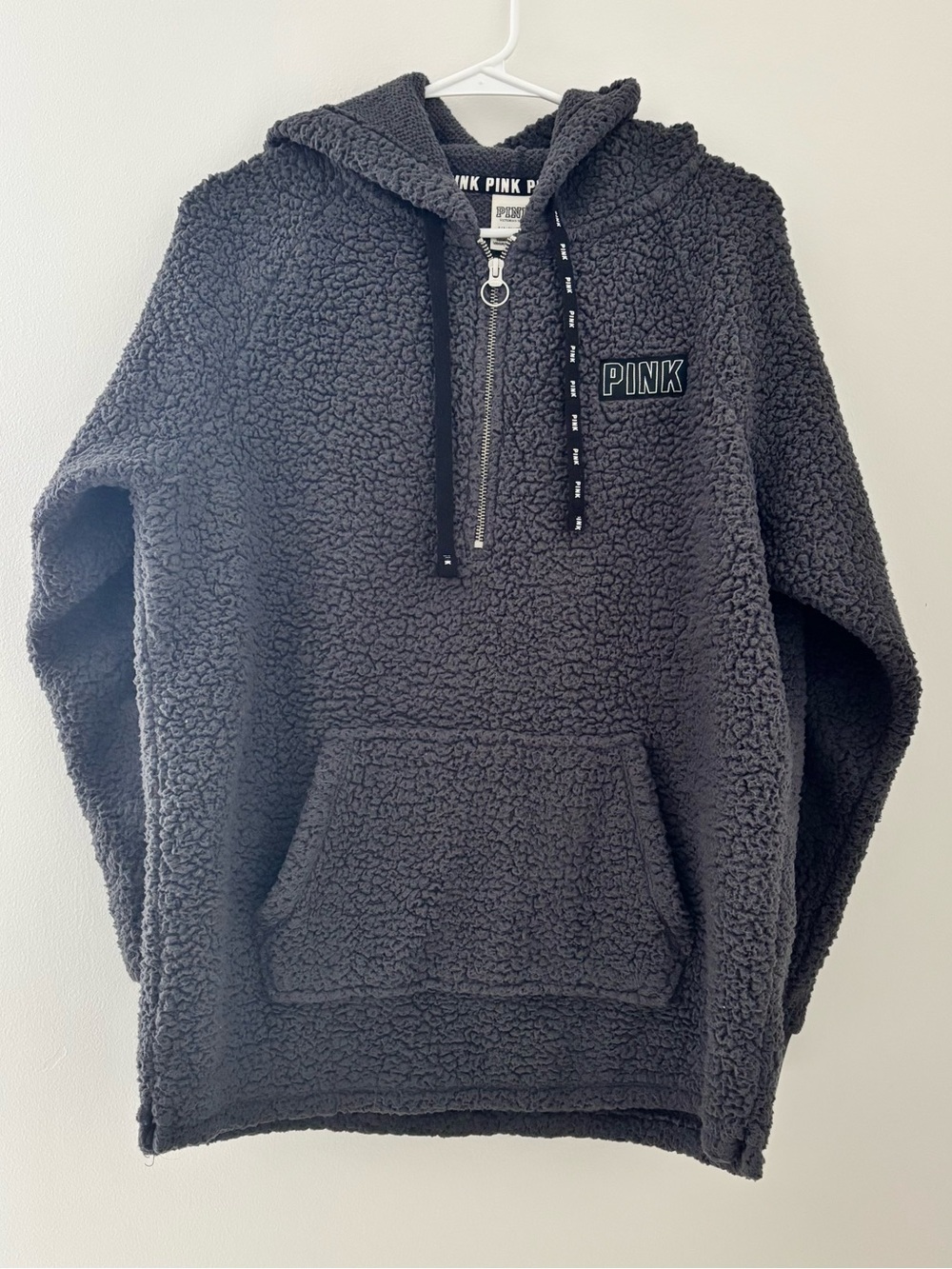 Victoria’s Secret Pink Grey Fleece Quarterzip Hoodie